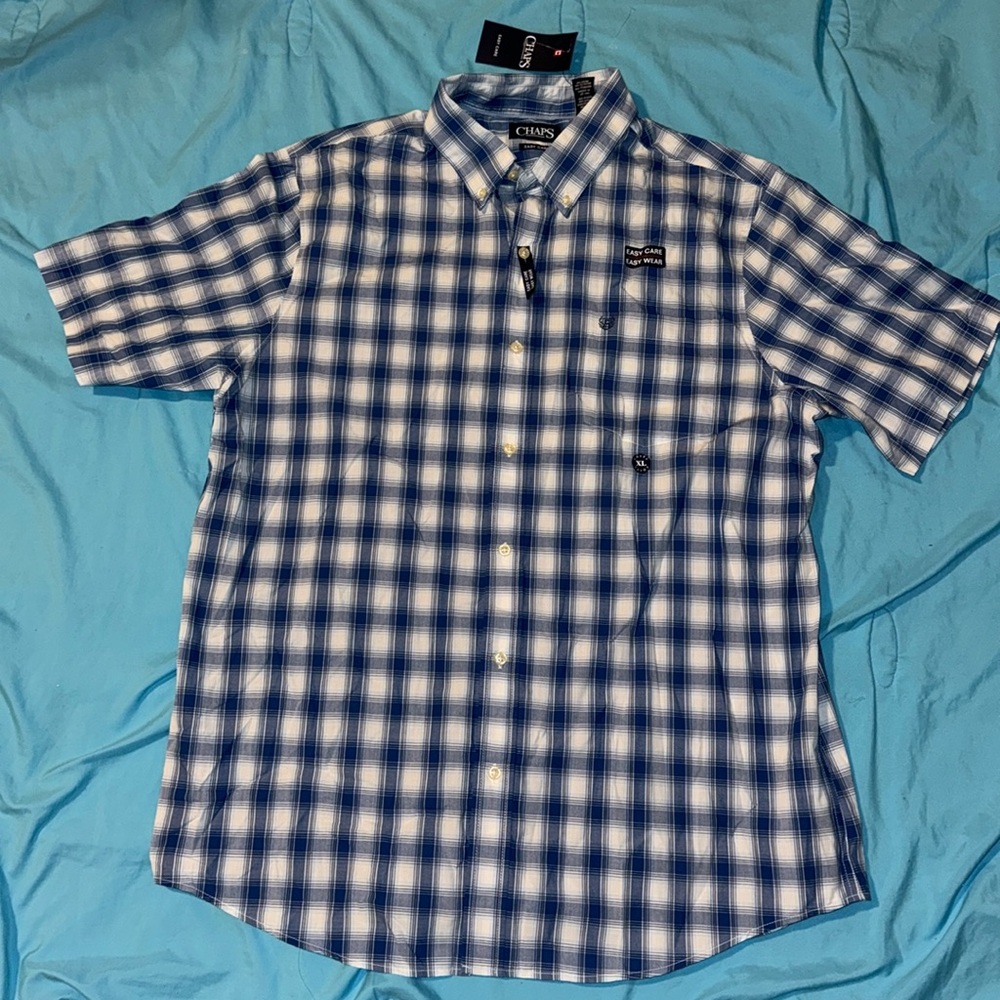 Chaps short sleeve plaid button down